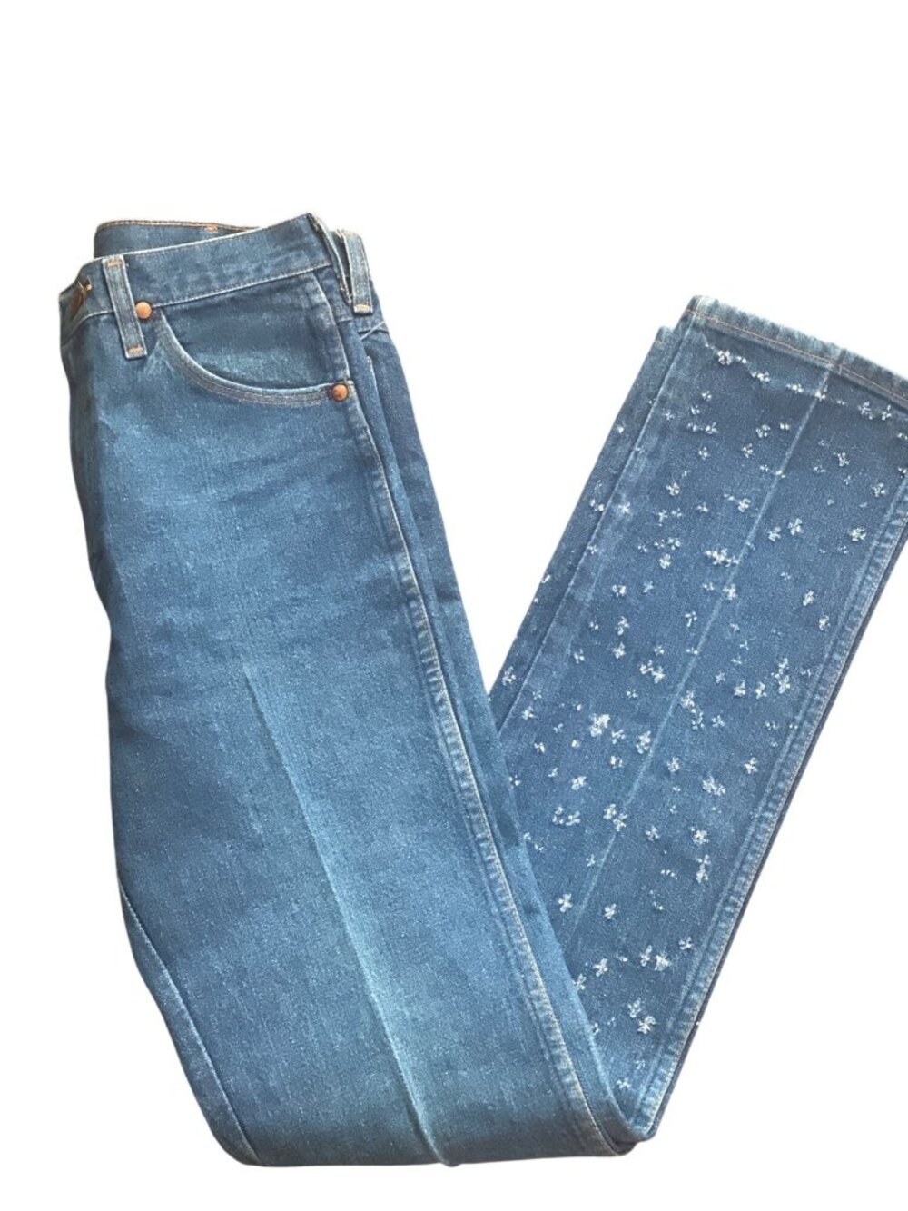 Women's Wrangler Jeans Cowboy Cut Straight Leg Printed Talon Zip Sz 31x36 USA - Picture 2 of 14